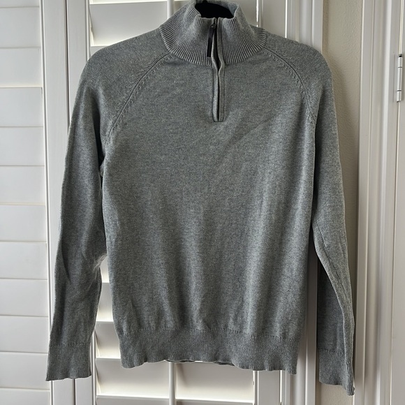Re Imagined by J Crew Silver Sweater Pullover 1/4 Zip Cotton - Picture 2 of 11